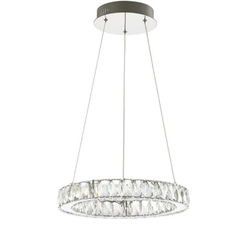 Reese 15.7" Adjustable Integrated LED Metal/Crystal Pendant Pendant - JONATHAN Y